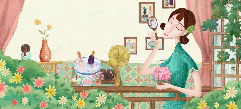 美妆节复古文艺手绘黄bannerpsd设计背景_88icon https://88icon.com 化妆 美妆节 美妆 化妆品 文艺 小清新 简约 素材 广告 设计 背景 女生 复古 手绘 花瓶 茶壶