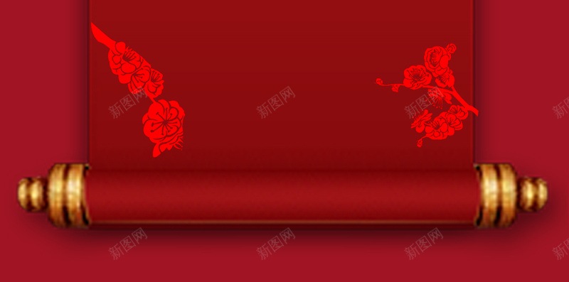 中国风卷轴梅花H5背景jpg设计背景_88icon https://88icon.com 梅花 卷轴 中国风 红色 喜庆 H5背景 文艺 简约 美妙