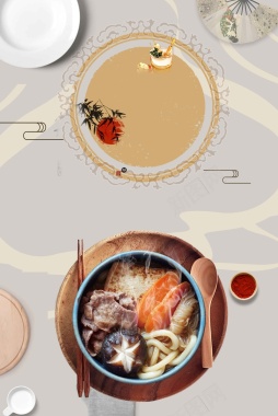 寿喜锅灰色创意美食宣传背景背景