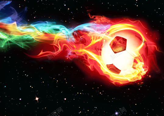 大气火焰足球黑色背景素材背景