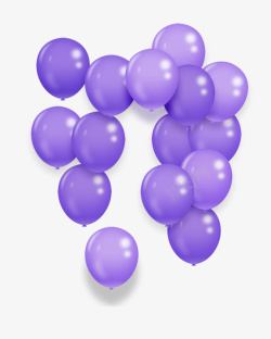 飘扬气球飞舞的紫色气球免抠图高清图片