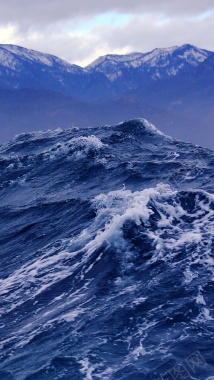波澜海浪蓝色风景H5背景背景