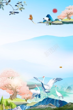 中国风二十四节气白露海报背景背景