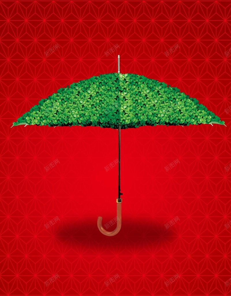 小绿伞H5背景jpg设计背景_88icon https://88icon.com 几何 印花 红色 绿伞 雨伞 H5背景 H5 h5 扁平 渐变