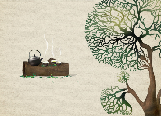 中国传统古典风格绿树茶香图片背景