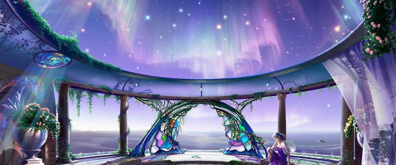 紫色梦幻游戏场景背景素材背景