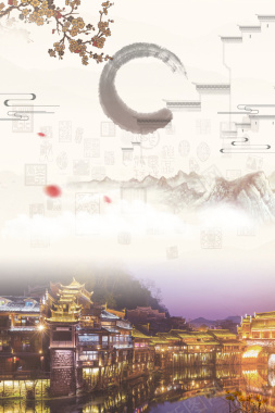 古典广东文化海报背景素材背景
