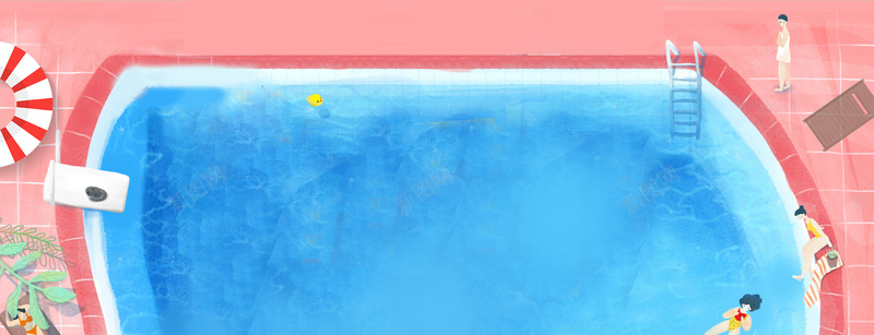 暑假游泳文艺卡通蓝色背景背景