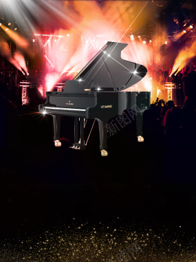 黑色发光洒金钢琴音乐会背景素材背景
