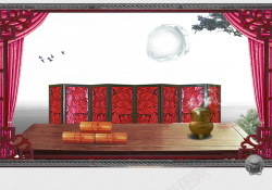 书房桌子古典风情背景素材高清图片