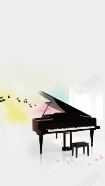 白色钢琴H5背景图背景