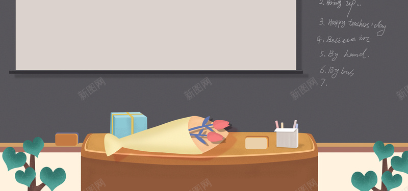 清新创意教师节师礼物花手绘banner海报psd设计背景_88icon https://88icon.com 教师节 唯美 插画 清新 花 师生情 青春 教师 教育 手绘
