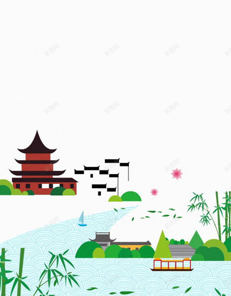 手绘插画山水H5背景jpg设计背景_88icon https://88icon.com 亭子 山水 手绘 插画 竹子 蓝色 水 H5背景 素材 H5 手绘插画山水H5背景 开心 卡通 童趣