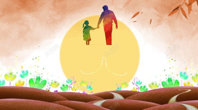 手绘创意感恩父亲节主题海报背景素材背景