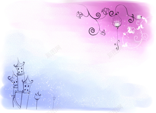 紫色梦幻手绘背景背景