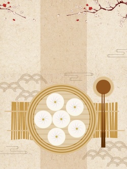 美味包子中国风蒸笼小笼包美食原创手绘高清图片
