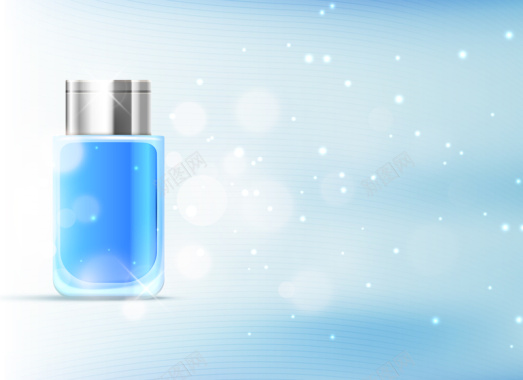 蓝色质感光效化妆品产品广告梦幻背景素材背景