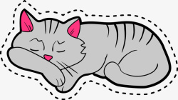 卡通灰色睡觉的猫咪素材