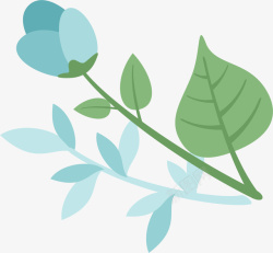 扁平化蓝色植物花卉素材