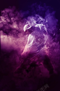 紫色烟雾篮球背景图背景