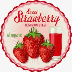 草莓果汁饮料标签素材
