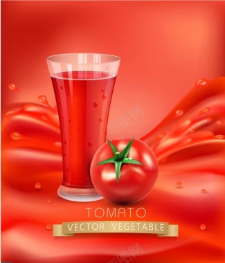 矢量美味番茄汁饮料背景背景