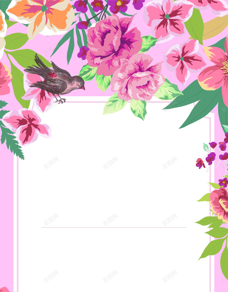 花朵小鸟化妆品海报易拉宝背景素材psd设计背景_88icon https://88icon.com 化妆品背景 素材海报 素材背景 花朵素材 素材