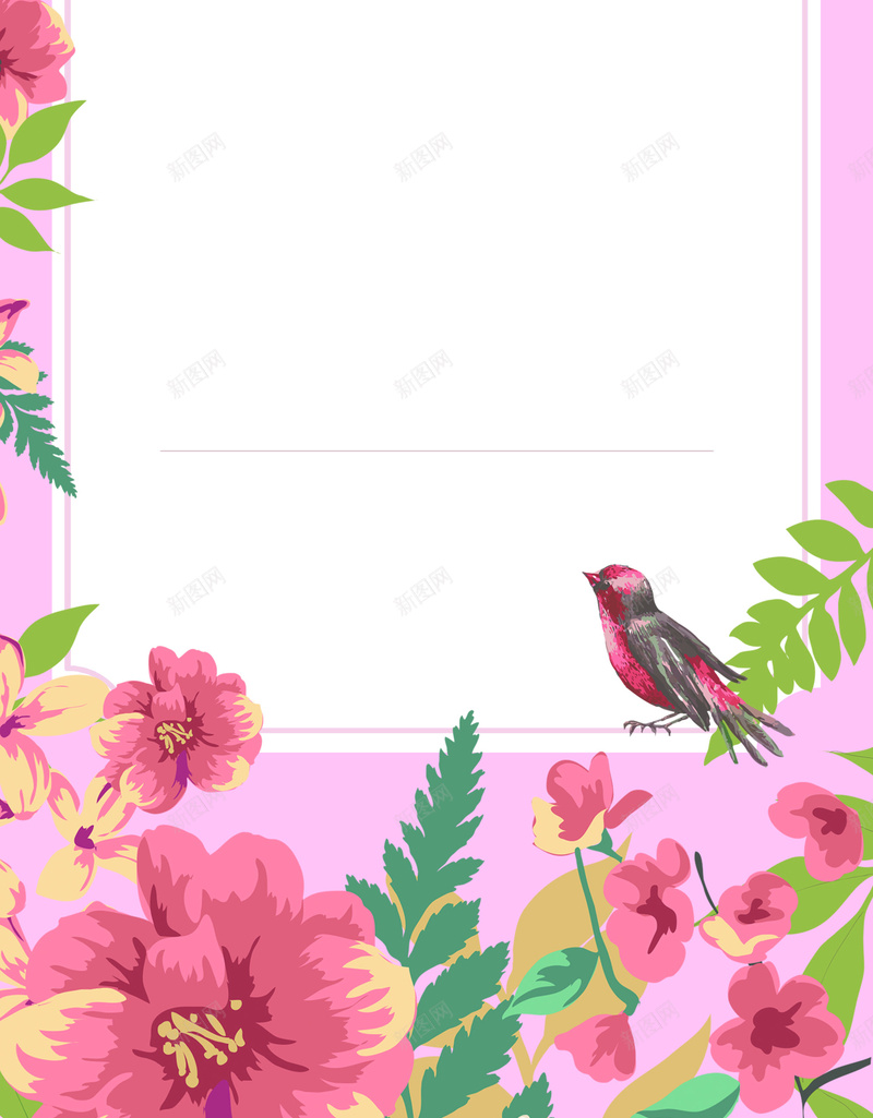 花朵小鸟化妆品海报易拉宝背景素材psd设计背景_88icon https://88icon.com 化妆品背景 素材海报 素材背景 花朵素材 素材