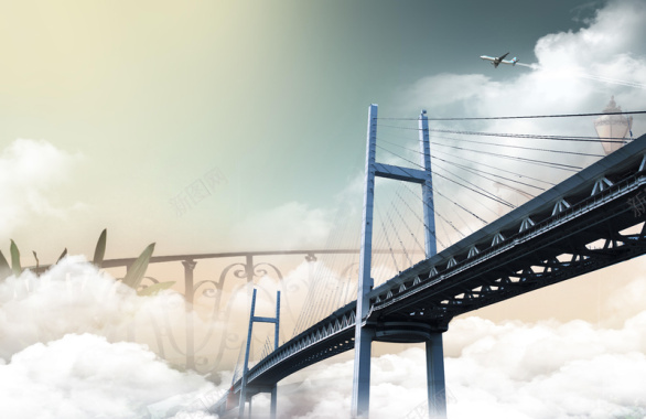 跨海大桥海报背景素材背景
