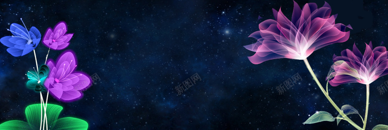 紫色莲花星空背景bannerpsd设计背景_88icon https://88icon.com 海报banner 星空 紫色 莲花 蓝花 星云 星海 星际 浪漫 梦幻