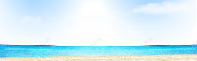蓝天白云沙滩大海背景背景