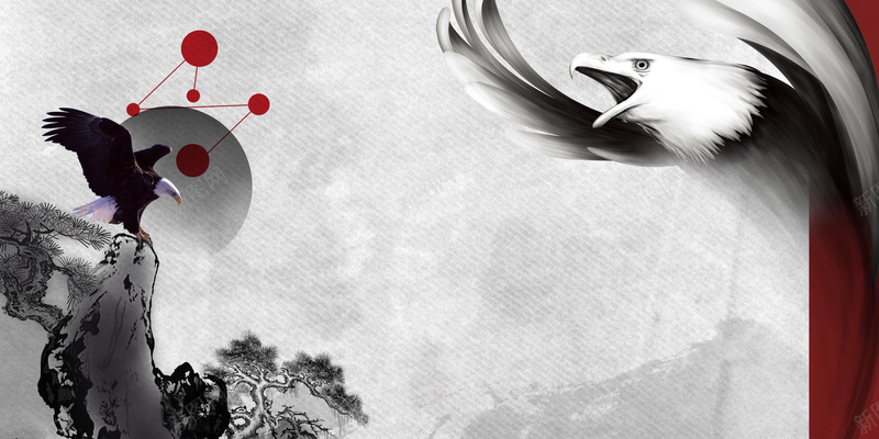 水墨雄鹰大气企业文化展板海报背景素材psd设计背景_88icon https://88icon.com 企业文化展板 企业文化宣传 企业形象广告 水墨 中国风 雄鹰展翅 大气 展板背景 海报背景 激励