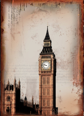 英伦风复古大本钟背景素材背景