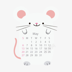 白色老鼠2018年五月动物日历素材