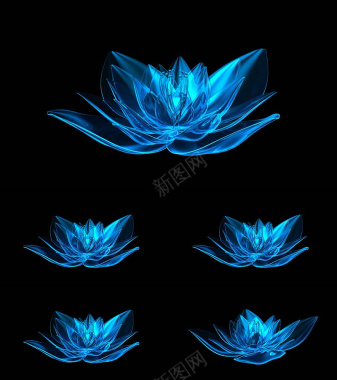 蓝色水晶莲花背景素材背景