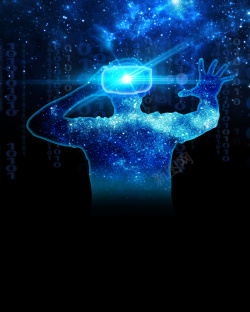 智能产品蓝色星空科技VR海报宣传背景素材高清图片