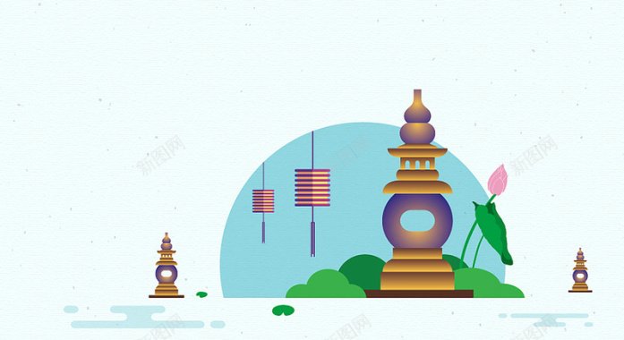 手绘创意杭州旅游海报背景背景