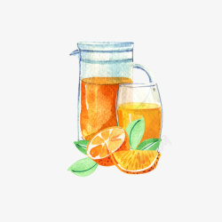 果汁效果图手绘杯子里面的柠檬汁高清图片
