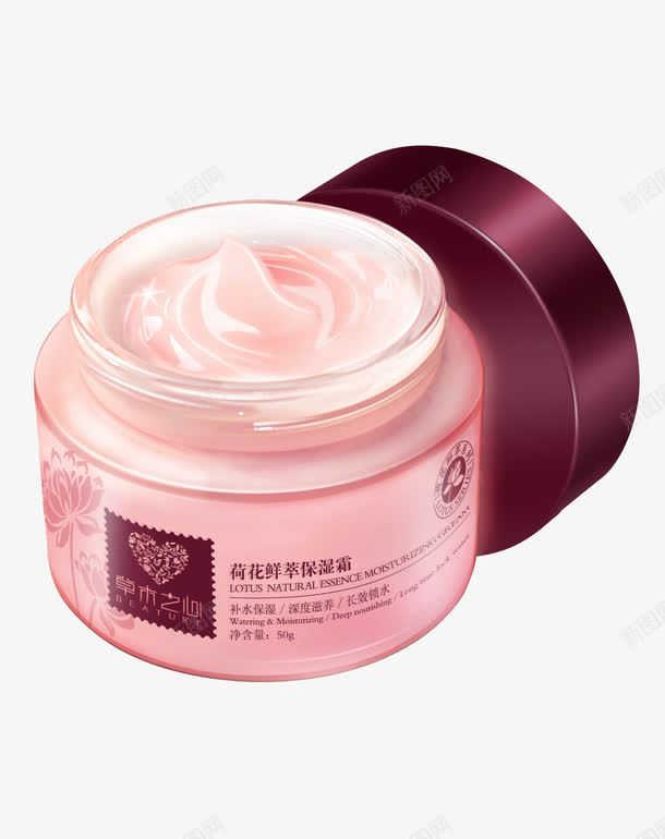 荷花鲜萃保湿霜png免抠素材_88icon https://88icon.com 产品实物 保湿霜 补水保湿 长效锁水