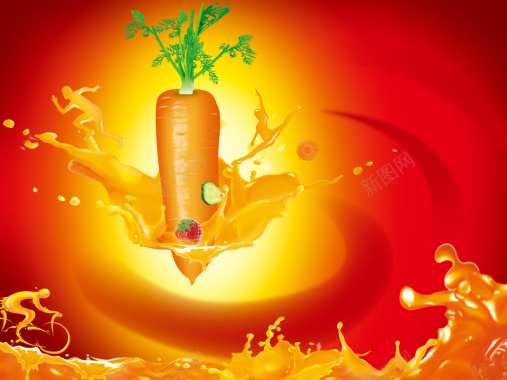 胡萝卜汁饮料海报背景素材背景