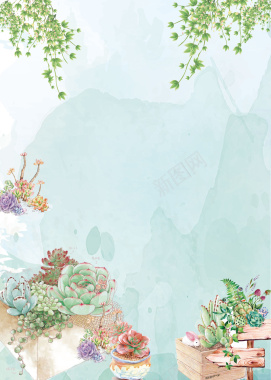 绿色手绘春季新品花卉背景背景