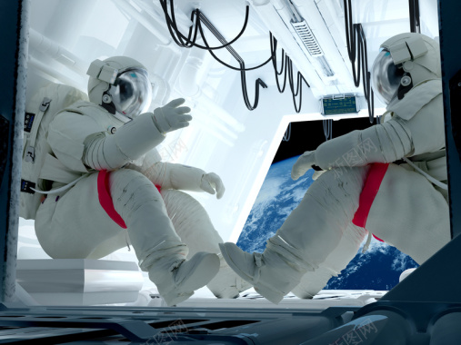 创意宇航员与星球未来科技高清图片背景