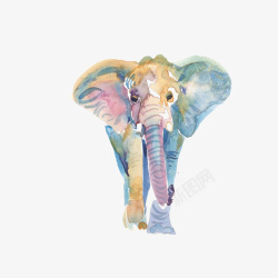 水彩手绘的大象素材素材