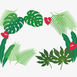 热带植物花间边框纹理矢量素材