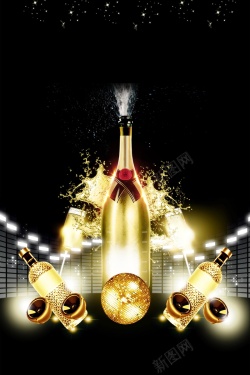 香槟促销黑金高端香槟设计海报背景高清图片