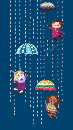 美国小孩撑雨伞的国际小孩高清图片