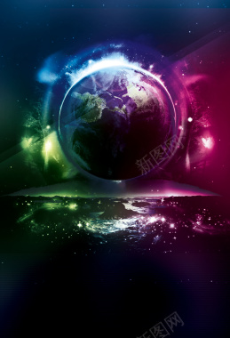 梦幻地球科技感海报背景素材背景