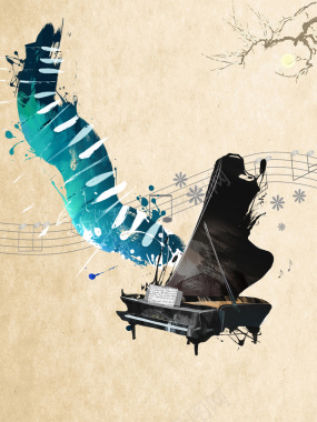 中国风钢琴独奏音乐会背景素材背景