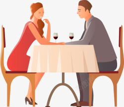 情侣餐厅吃饭插画素材