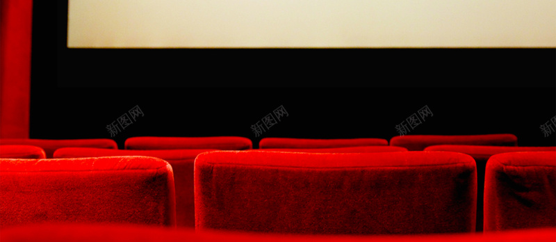 摄影电影院的红色椅子黑色荧幕背景